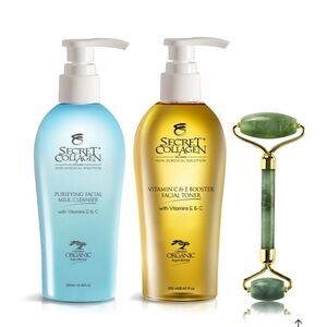 SECRET COLLAGEN Purifying Milk Cleanser & Toner with Miracle Jade Roller